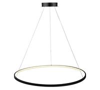 Lampadario Moderno Cerchio Lampada a Sospensione a LED Lampadario Moderno in Metallo Acrilico Sospeso Isola Regolabile Lampada a Sospensione per Soggiorno Cucina Camera da Letto,Black+Warm White-40cm