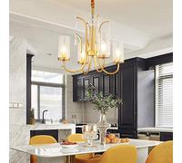 Lampadario moderno con paralume in vetro e cristallo a forma di goccia di pioggia, E14, 13 luci, lampada da soffitto sospesa, soggiorno, cucina industriale, isola, illuminazione-den 6 luci