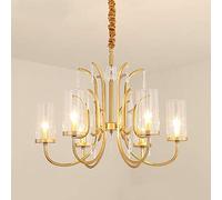 Lampadario moderno con paralume in vetro e cristallo a forma di goccia di pioggia, E14, 13 luci, lampada da soffitto sospesa, soggiorno, cucina industriale, isola, illuminazione-den 6 luci