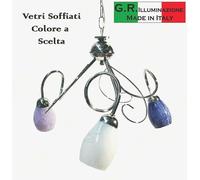 LAMPADARIO MODERNO CROMATO 3 LUCI PENDENTE SOSPENSIONE MODERNA CROMO CAMERA Sof.
