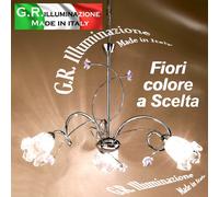 LAMPADARIO MODERNO CROMATO 3 LUCI SOSPENSIONE CROMO FIORI CRISTALLO CUCINA Angie [EEK: A++]