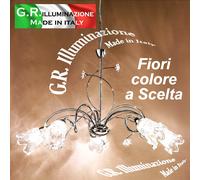LAMPADARIO MODERNO CROMATO 5 L. SOSPENSIONE FIORI CRISTALLO SALA DA PRANZO Angie [EEK: A++]