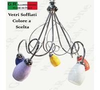 LAMPADARIO MODERNO CROMATO 5 LUCI PENDENTE SOSPENSIONE MODERNA CROMO CAMERA Sof.