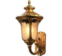 Lampadario moderno da parete nordico per esterni in stile europeo, con paralume in vetro goffrato, impermeabile e luce a punta(Brass)
