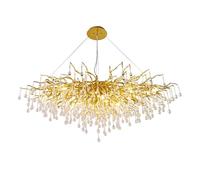 Lampadario Moderno di Cristallo con Rami D'albero - Rettangolare, Dorato, Lussuoso, L100cm, Lampada A Sospensione per Soggiorno, Sala da Pranzo, Foyer, Ingresso E Isola della Cucina