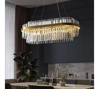 Lampadario Moderno di Lusso A LED per Sala da Pranzo Dimmerabile con Telecomando, Luci Pendenti A Cascata in Cristallo Creative Nordiche Regolabili per Soggiorno, Camera da Let, One Color, 100cm
