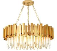Lampadario moderno di lusso in oro,Lusso Lampadario Cristallo Soffitto,Lampadario di Cristallo Moderno,Lampadario a Cristalli Rotondi per Soggiorno,Cucina,Sala da Pranzo(Size:55CM)
