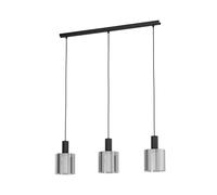 EGLO Lampada a sospensione Gorosiba, nera, lunghezza 85 cm, acciaio/vetro, a 3 luci EGLO