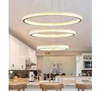 Lampadario moderno in cristallo con 3 anelli a LED, lampada a sospensione in oro,lampadario
