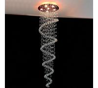 Lampadario Moderno in Cristallo Lungo per soffitti Alti, Lampada a Sospensione a chiocciola per Scale, Base in Acciaio Inossidabile, Illuminazione a soffitto a Filo per Villa, Ingresso, Foye