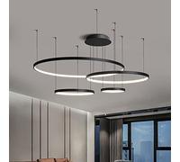 Lampadario Moderno in Legno a LED ad Anello, Giapponese a 1 Luce, plafoniera Circolare dimmerabile contemporanea per Isola Cucina Soggiorno Sala da Pranzo-B 50x50x6 cm (20x20x2 Pollici)