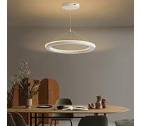 Lampadario Moderno in Legno a LED ad Anello, Giapponese a 1 Luce, plafoniera Circolare dimmerabile contemporanea per Isola Cucina Soggiorno Sala da Pranzo-B 50x50x6 cm (20x20x2 Pollici)