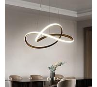 Lampadario moderno in legno a LED ad anello, lampada a sospensione giapponese a 1 luce, plafoniera circolare dimmerabile contemporanea per isola cucina soggiorno sala da pranzo-B 50x50x6 cm (20x20x2 p