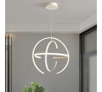 Lampadario moderno in legno a LED ad anello, lampada a sospensione giapponese a 1 luce, plafoniera circolare dimmerabile contemporanea per isola cucina soggiorno sala da pranzo-B 50x50x6 cm (20x20x2 p