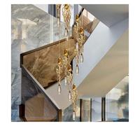 Lampadario Moderno in Ottone e Cristallo, Illuminazione a Sospensione in Rame, Luce a Sospensione di Lusso con Gocce di Vetro, Luce per Ristorante (16 Teste)
