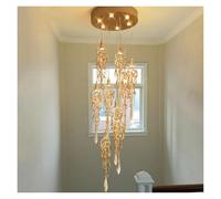 Lampadario Moderno in Ottone e Cristallo, Illuminazione a Sospensione in Rame, Luce a Sospensione di Lusso in Vetro a Gocce, Luce per Ristorante (8 Teste)