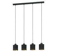 Lampadario moderno in tessuto nero e oro 4 luci GL0447