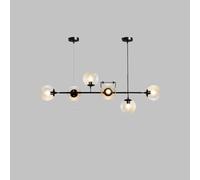 Lampadario Moderno in Vetro a 6 luci con paralumi a Globo, Regolabile, Attacco E27, Lampada a Sospensione in Stile Nordico per Isola Cucina, Illuminazione Rustica