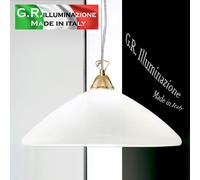 LAMPADARIO MODERNO IN VETRO S. BIANCO TELAIO ORO Ø50 LAMPADA A SOSPENSIONE Tina