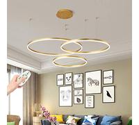 Lampadario Moderno Lampada A Sospensione Led Telecomando Dimmerabile Anello Creativo Paralume Alluminio Dorato Acrilico Plafoniera Illuminazione Soggiorno Camera Letto Sala Pranzo Decorazione Luce