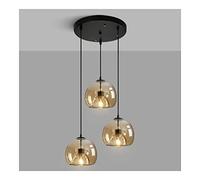 Lampadario moderno Lampada a sospensione moderna a globo in vetro Lampada a sospensione industriale di metà secolo Cavo regolabile Lampada da soffitto rotonda in vetro grigio ambra/fumè per isola cu