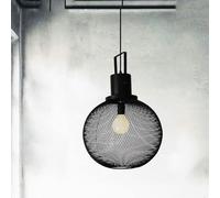 Lampadario moderno minimalista Led E 27 Sorgente luminosa Lampada da ristorante - Lampada a sospensione industriale a maglia sferica nera rotonda a testa singola for soggiorno,luce soffusa