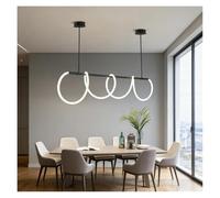 Lampadario moderno, Modern Long Hose LED Chandelier Adjustable Suspension Pendant Light for Dining Table Kitchen Island Bar Restaurant(Cold,Black 120 cm)