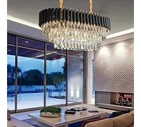 Lampadario moderno ovale in cristallo Lampada a sospensione a soffitto in cristallo oro nero Altezza regolabile Goccia di pioggia Montaggio a filo Lampada a sospensione Apparecchi di lusso Plafoniera