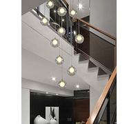 Lampadario moderno per scale con 12 sfere di vetro, lampada a sospensione creativa multi-luce per soggiorno, appartamento duplex, scale a chiocciola, 50 x 250 cm