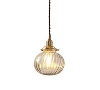 Lampadario moderno semplice con sfera di vetro Personalità creativa Lampada a sospensione singola ondulazione Lampada a sospensione in ottone minimalista per camera da letto Sala da pranzo Soggiorno C