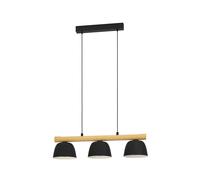 Lampadario Moderno Sherburn 3 Luci Metallo Nero E Marrone