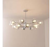 Lampadario Moderno Sputnik Globe, Lampadario di metà Secolo sopra Il Tavolo, Lampadari Lineari in Nichel Spazzolato per Sala da Pranzo, Soggiorno, Isola della Cucina(16 Lights, Clear)