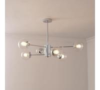 Lampadario Moderno Sputnik Globe, Lampadario di metà Secolo sopra Il Tavolo, Lampadari Lineari in Nichel Spazzolato per Sala da Pranzo, Soggiorno, Isola della Cucina(6 Lights, Clear)