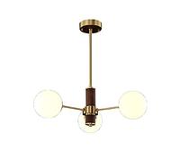 Lampadario Moderno Sputnik, plafoniera con globi in Vetro Bianco Satinato, Lampada a Sospensione da Cucina e Camera da Letto in Ottone Vintage (62x59 cm)