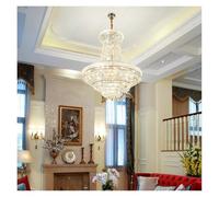 Lampadario moderno, Villa Silver Metal Clean Crystal Chandelier Stairwell Simple Engineering Model Room Living Dining Pendant Lamp(Cold,Dia90cm Height113cm)