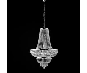 Lampadario Mozart H95 - MAX 155 - Ø65 cm, Cromo Lucido, in Ferro e Ottone Cromato con Strass