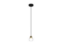 Lampadario Nabila 552.21L Nero/Ottone Spazzolato/Vetro Trasparente