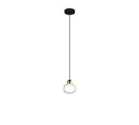 Lampadario Nabila 552.22L Nero/Ottone Spazzolato/Vetro Trasparente