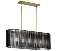Lampadario Nero Ottone 101,6 Cm Lungo 5X E27 Metallo Regolabile