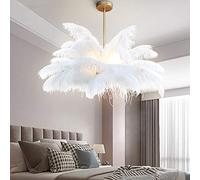 Lampadario Nordic Sputnik, Lampada da soffitto Creativa con Paralume in Piuma per Camera da Letto e Soggiorno, Eleganti Piume Bianche, 75x59 cm, Illuminazione Moderna per l'arredamento di ca