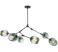 Lampadario Nordico con Sfera di Vetro E27, Altezza Regolabile, Nero Opaco, Lampada a Sospensione con Globo in Metallo soffiato a Mano E26, 79", apparecchio Moderno di metà secolo