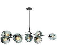 Lampadario Nordico con Sfera di Vetro E27 - Lampada a Sospensione Nera Opaca ad Altezza Regolabile E26 Rami in Metallo soffiato a Mano Lampadario a Globo di metà secolo da 79"