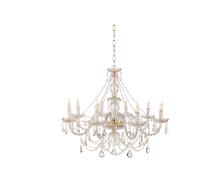 LAMPADARIO OPERA 8 LUCI TRASPARENTE E ORO ATTACCO E14 VETRO E CRISTALLO D.84CM