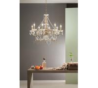 LAMPADARIO OPERA 8 LUCI TRASPARENTE E TORTORA ATTACCO E14 VETRO E CRISTALLO D.84CM