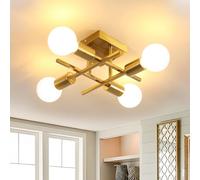 Lampadario Oro Industriale Vintage, E27 Plafoniera da Soffitto Modern 4 Luci Lampada da Soffitto in Ferro per Camera da letto, Soggiorno, Cucina, Corridoio