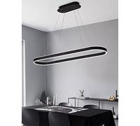 Lampadario ovale LED dimmerabile Luce a sospensione Tavolo da pranzo moderno Lampade da ufficio con telecomando Anello Lampada a sospensione Altezza regolabile Studio Apparecchio (L120cm, Nero)