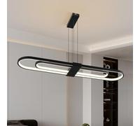 Lampadario Ovale Moderno LED Lampade a Sospensione ,Dimmerabile Telecomando Anello Design Isola Cucina Lampadario Soggiorno,Regolabile Lineari Soffitto Camera Letto Lampadari Tavolo Da Pranzo Nero 39"