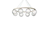 Lampadario Ovale Nuura Miira 8 in Ottone/ Trasparente Ottico