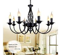 Lampadario Paralume Retrò Ristorante Luci Sospese Classica Hanging Lamp Regolabile in Altezza Della Candela E14 Ferro Battuto Ciondolo Luce, Lampade in Stile Rustico Salotto Semplice Ciondolo, Nero 8