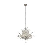 Lampadario Contemporaneo Mazzo Acciaio Cromo Vetro Trasparente 7 Luci E14